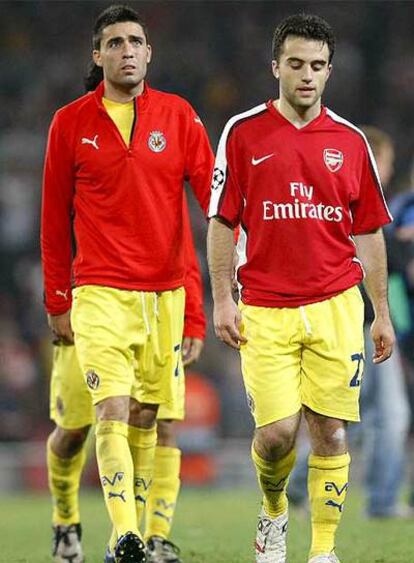 Bruno y Rossi tras el encuentro ante el Arsenal.