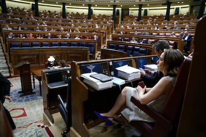 La portavoz del PP, Cuca Gamarra, durante el debate sobre el estado de la nación.