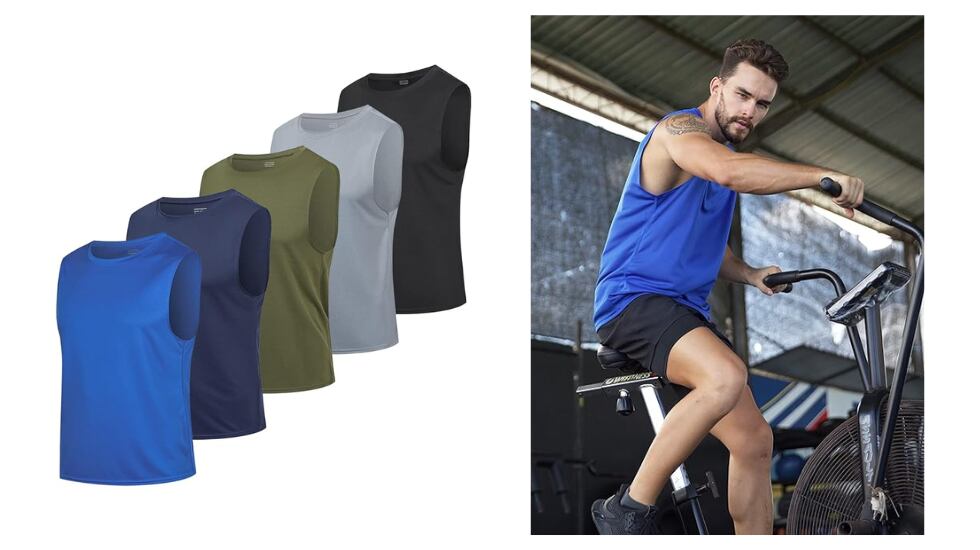 Lote de cinco camisetas deportivas para hombre.