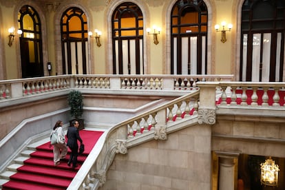 El presidente del Parlament, Josep Rull, a su llegada al Parlament el pasado 26 de junio en que se celebró la sesión de la investidura fallida.