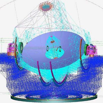 Esquema del futuro <i>Telescopio Extremadamente Grande</i> (ELT).