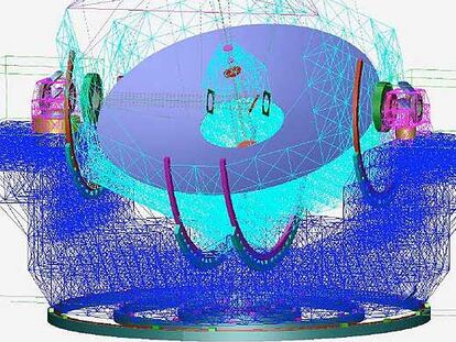 Esquema del futuro <i>Telescopio Extremadamente Grande</i> (ELT).