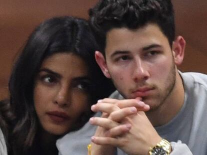 Priyanka Chopra y Nick Jonas, durante un partido del U.S. Open, el pasado septiembre. 