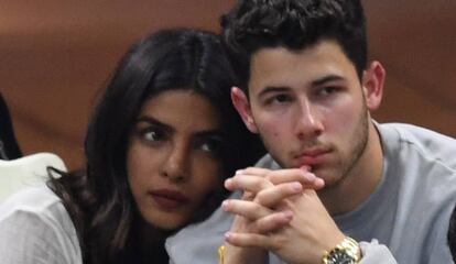 Priyanka Chopra y Nick Jonas, durante un partido del U.S. Open, el pasado septiembre. 