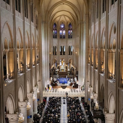 Guest attend the service during the re-opening of the Notre-Dame de Paris Cathedral, following the 2019 fire, in Paris, France, December 7, 2024. Thibault Camus/Pool via REUTERS