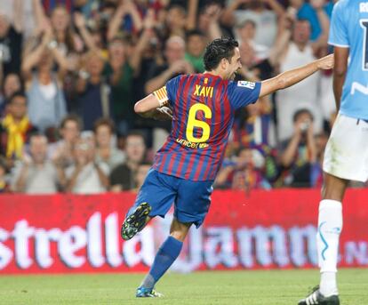 Xavi marcó el sexto gol del Barcelona a Osasuna.