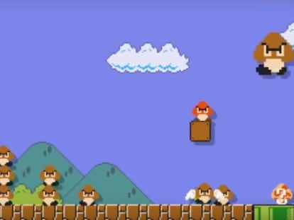 Un nivel de locura de 'Mario Maker': 'The great goomba march'.