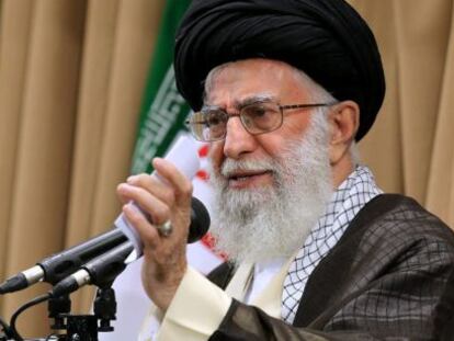El l&iacute;der supremo de Ir&aacute;n, Ali Jamenei, durante un discurso en junio en Teher&aacute;n. 