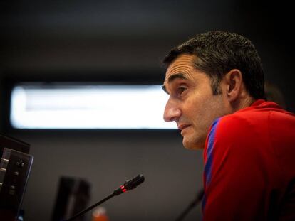 Ernesto Valverde, en rueda de prensa. 