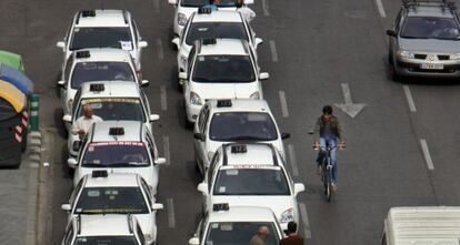 Protesta de taxis en Valencia en 2008. 