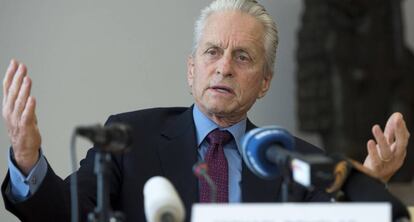 Michael Douglas, durante una conferencia en la ONU.