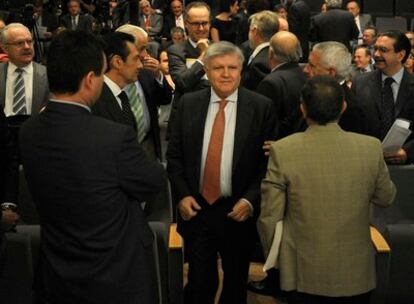 El presidente de la patronal valenciana Cierval, Rafael Ferrando, durante la reunión de esta mañana.