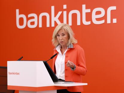 María Dolores Dacausa, consejera delegada de Bankinter, durante una rueda de prensa de resultados del banco.