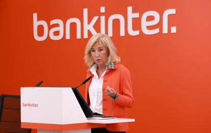 María Dolores Dacausa, consejera delegada de Bankinter, durante una rueda de prensa de resultados del banco.
