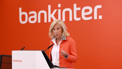 María Dolores Dacausa, consejera delegada de Bankinter, durante una rueda de prensa de resultados del banco.