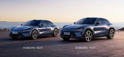 Imagen de los coches eléctricos Xiaomi YU7 y Xiaomi SU7