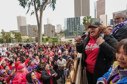 Thousands of service workers backed by teachers began a three-day strike against the Los Angeles Unified School District