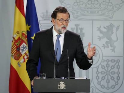 Spanish Prime Minister Mariano Rajoy speaking on Friday evening.