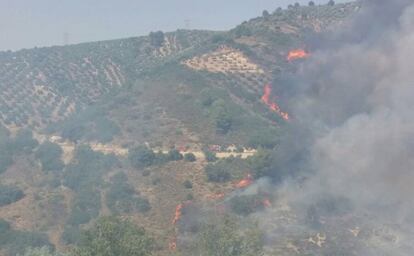 Imagen del incendio de Villanueva del Arzobispo difundida por el Infoca.