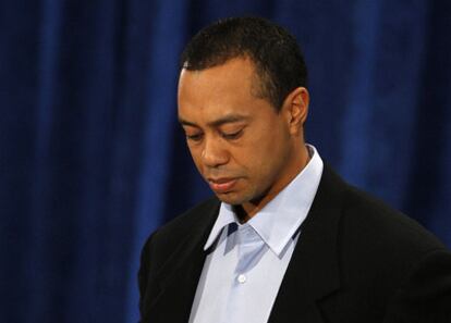 Tiger Woods, durante su primera comparecencia pública desde que estallara el escándalo de sus infidelidades el 27 de noviembre.