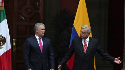 López Obrador recibe a Duque, en el Palacio Nacional de México.