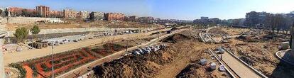 Las obras del proyecto Madrid Río, en la zona de Arganzuela.