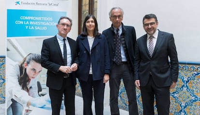 De izquierda a derecha: Jaume Giró, María Blasco, Bonaventura Clotet y Àngel Font.