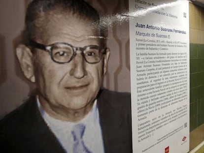 El cartel biogr&aacute;fico sobre Juan Antonio Suanzes.