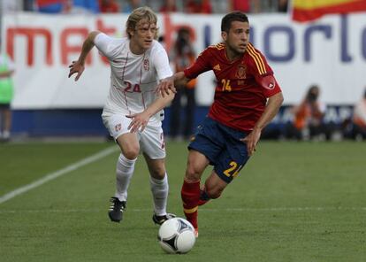 Jordi Alba, en el duelo amistoso ante Serbia.