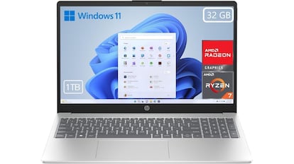 Vista del ordenador portátil HP con descuento en Amazon.