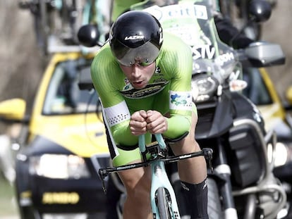 Primoz Roglic, en la contrarreloj de la Vuelta Ciclista al País Vasco.