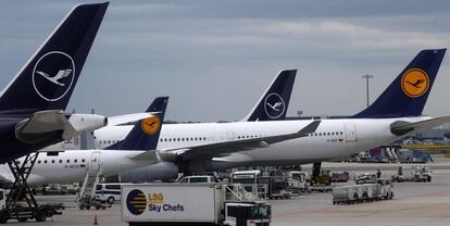 Aviones de Lufthansa en el aeropuerto de Fráncfort.