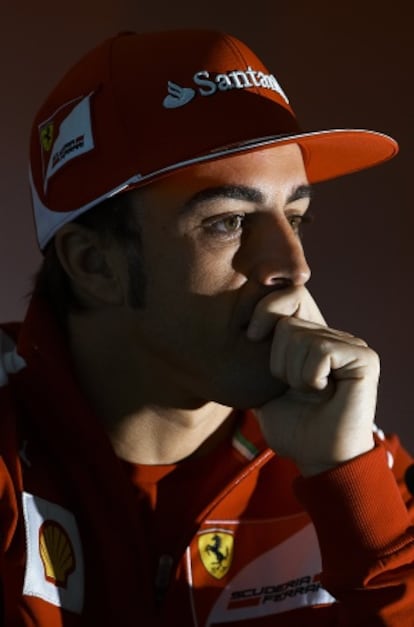 Fernando Alonso, durante la rueda de prensa en Cheste.