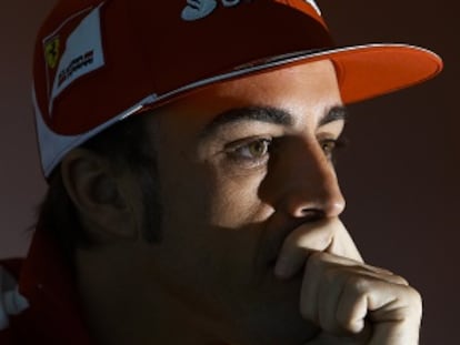 Fernando Alonso, durante la rueda de prensa en Cheste.