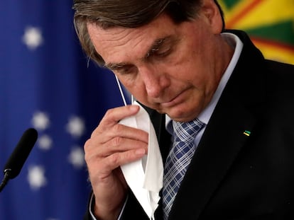 O presidente Jair Bolsonaro durante evento no Palácio do Planalto no dia 10 de março.