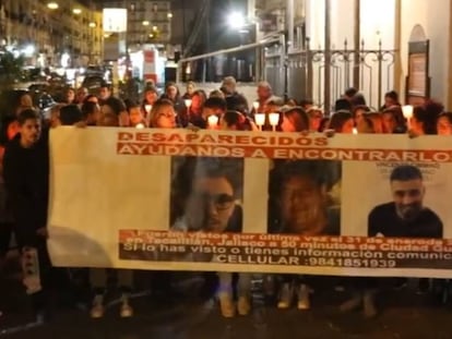 Captura de pantalla del video de la protesta por la desaparición en Napolés.