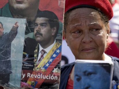 Seguidores de Hugo Chávez durante el 5° aniversario de su muerte