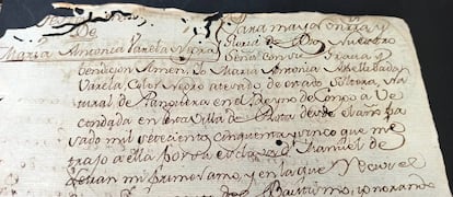 Fragmento del testamento de Maria Antonia Varela, esclava que consiguió la libertad y que murió en Rota en 1813.