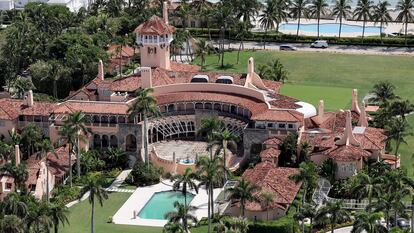 In this file photo taken on September 14, 2022 in this aerial view, former US president Donald Trump's Mar-a-Lago estate is seen in Palm Beach, Florida.