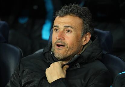 Luis Enrique, entrenador del Bar?a, moments abans d'iniciar-se el partit.