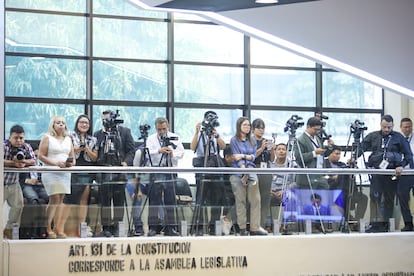 Periodistas en San Salvador, El Salvador, el 01 de mayo de 2024. 