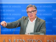 El candidato de Vox a la presidencia de la Junta de Andalucía, Manuel Gavira, en una comparecencia en el Parlamento autonómico, el 18 de marzo de 2026.