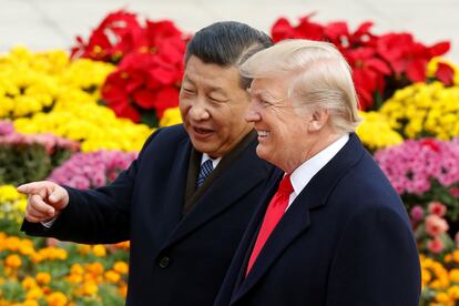 El presidente chino, Xi Jinping, junto al presidente de Estados Unidos, Donald Trump, en Pekín, China, en noviembre de 2017.