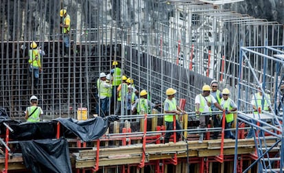 Obreros de la construcci&oacute;n en Panam&aacute;.