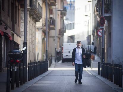Jordi Sànchez arribant divendres a la fundació Canpedró, on fa tasques de voluntariat.