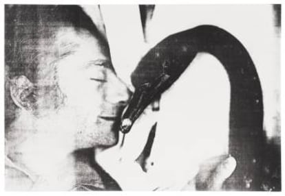 Fotocopia de Miralda cara a cara con una figura de un cisne. 