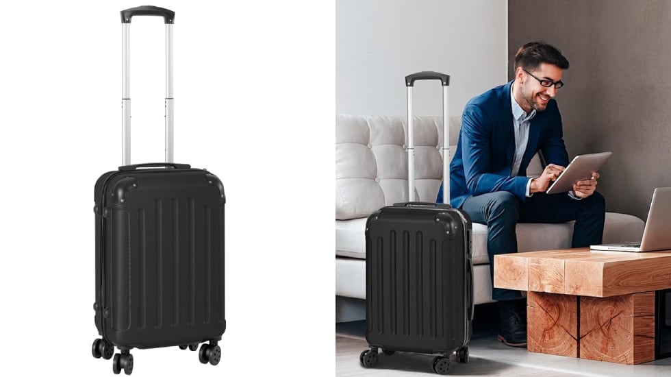 Maleta para cabina de avión con ruedas dobles.