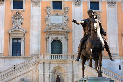 Estatua ecuestre del emperador Marco Aurelio en Roma.