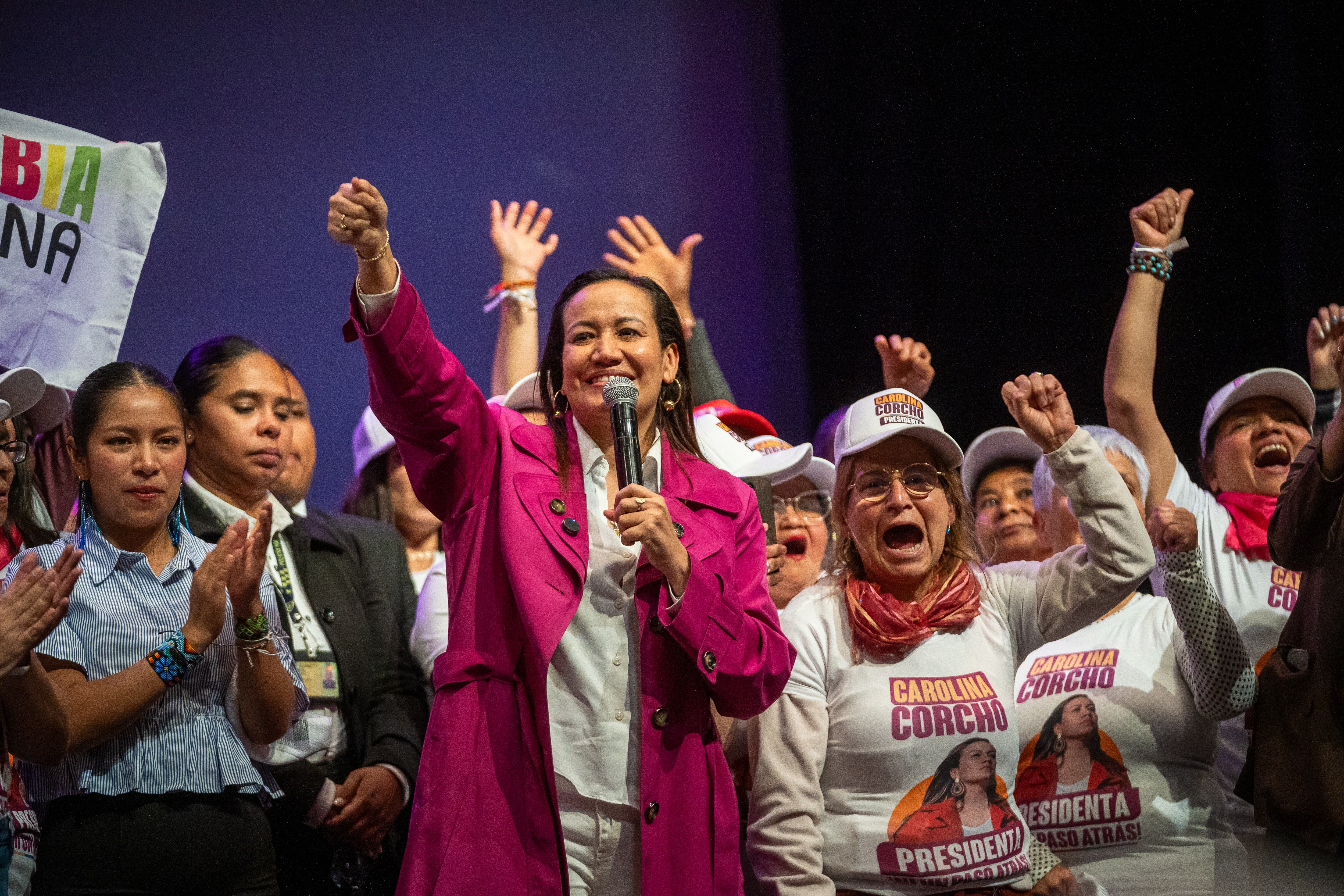 Carolina Corcho, durante el cierre de su campaña, en Bogotá, el 23 de octubre.
