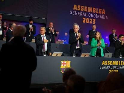 Laporta, este sábado, en la asamblea de compromisarios.